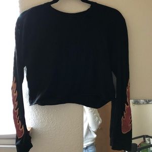 Long sleeve black flame shirt